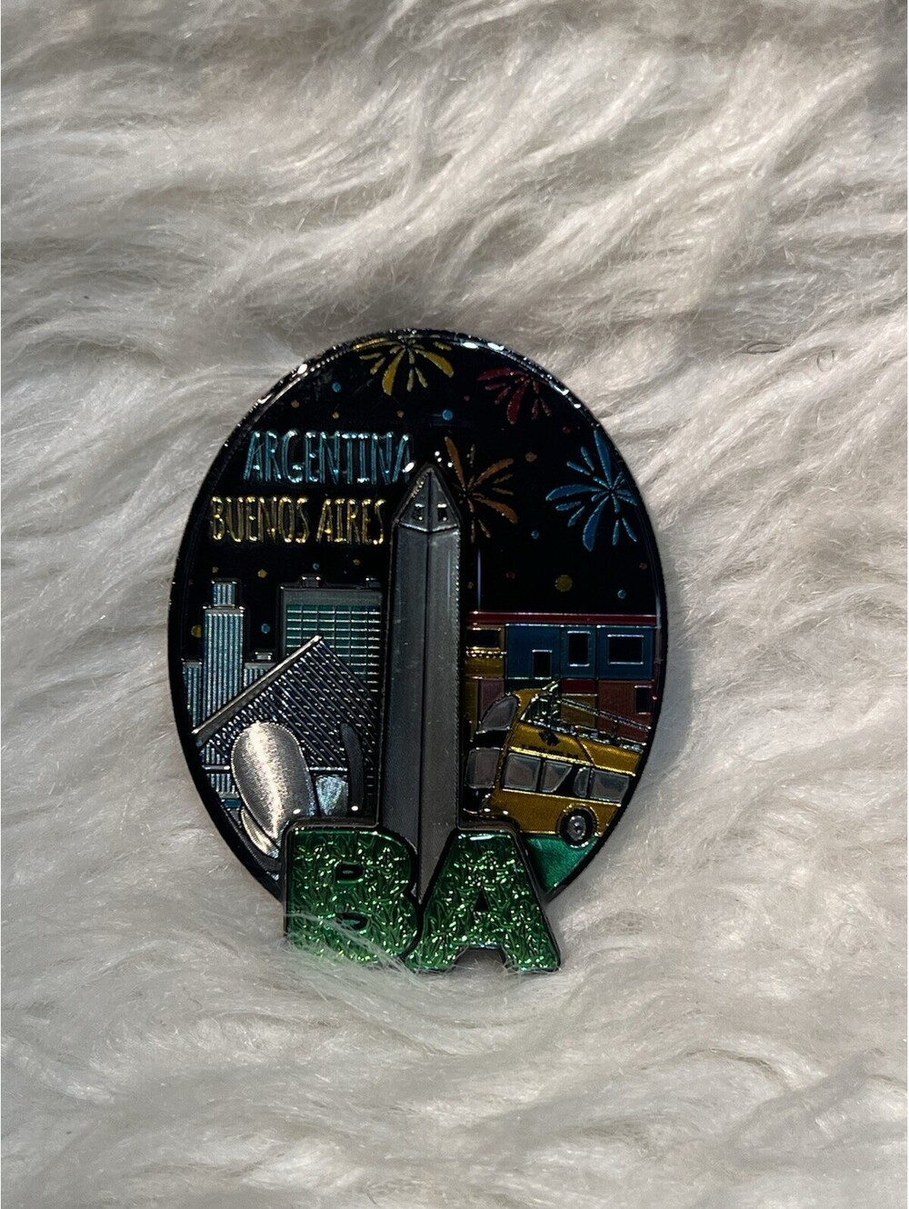 Buenos Aires, Argentina souvenir enamel Magnet  ft Obelisk, skyline
